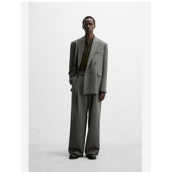 Zara Nanushka Men Dress Pants EU 40 US 31Gray Wool Trousers Pleated 6395/551 NWT - Picture 1 of 16